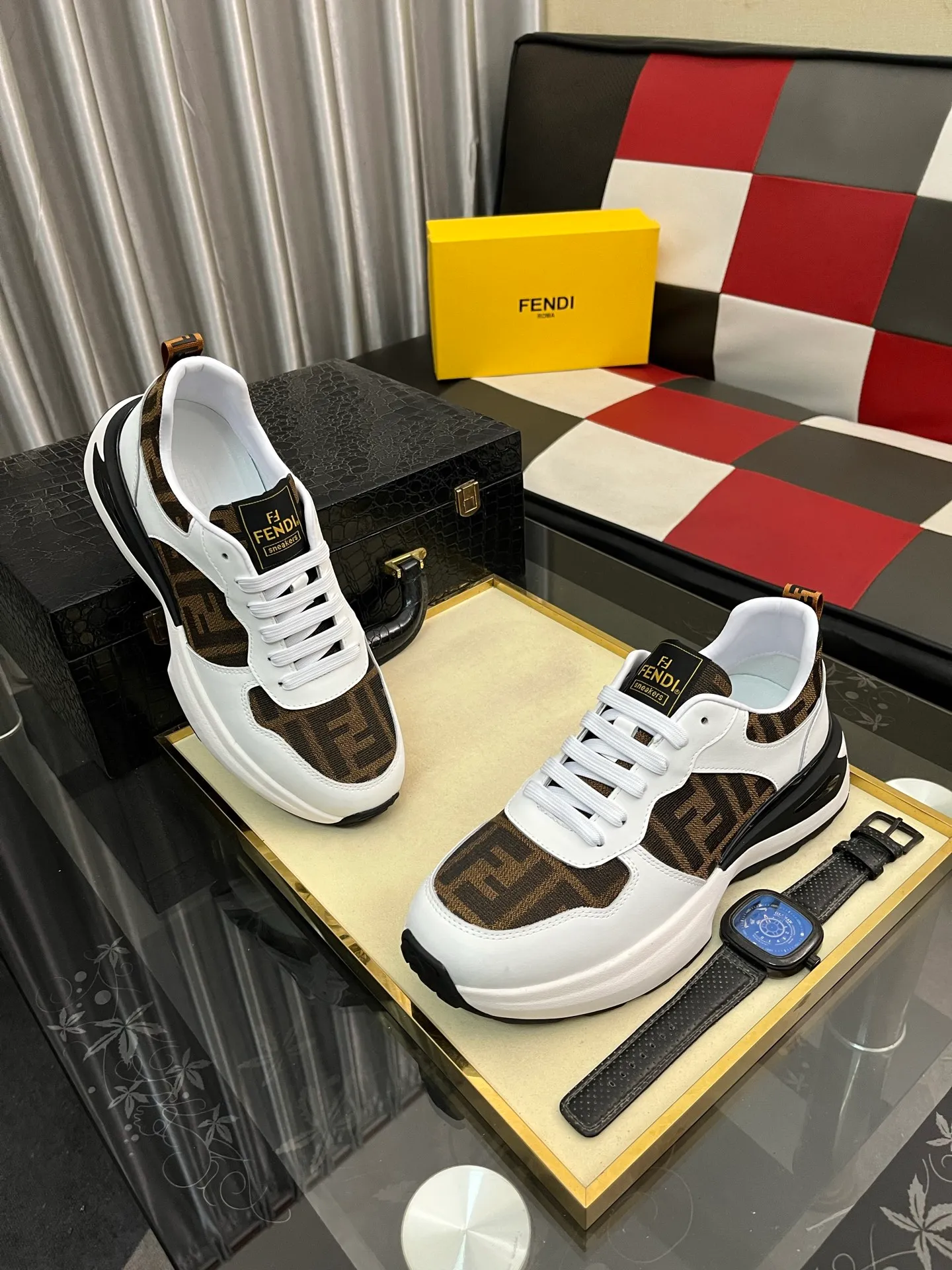 Men's shoes 💰438⌚️⌚️ 【FENDI】Original quality. ~ Unique modern style sneakers. 🏃A must-have casual shoe for trendy men😍😍 Original brand imported from Italy, imported original leather, sheep lining (refuses to discolor and grind feet) Sole: Original sole provided by the original factory, French lazy style design ⚠️Fit to the feet, original quality, super comfortable original sole. Code number: 38-442️⃣Colors available